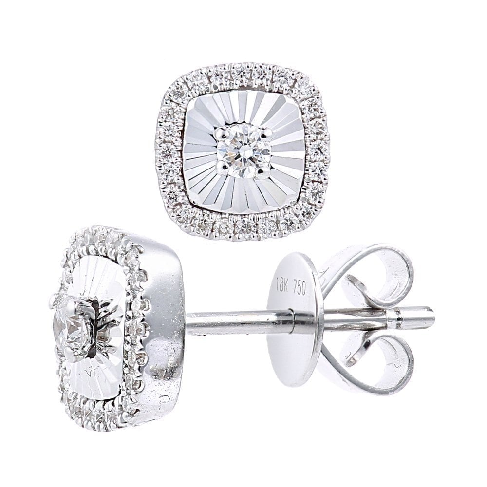 18ct White Gold 0.22 Carat Natural Diamond Solitaire Stud Earrings