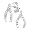 Diamond Wishbone Stud Earrings 9ct White Gold | Prime Jewellery
