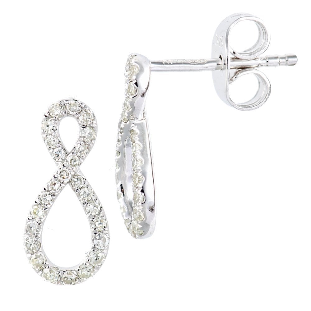 9ct White Gold 0.20 Carat Natural Diamond Infinity Stud Earrings
