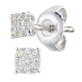 Diamond Cluster Stud Earrings 9ct White Gold | Prime Jewellery