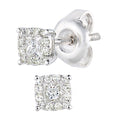 9ct White Gold 0.20 Carat Natural Diamond Princess Halo Stud Earrings