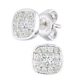 9ct White Gold 0.57 Carat Natural Diamond Princess Halo Stud Earrings