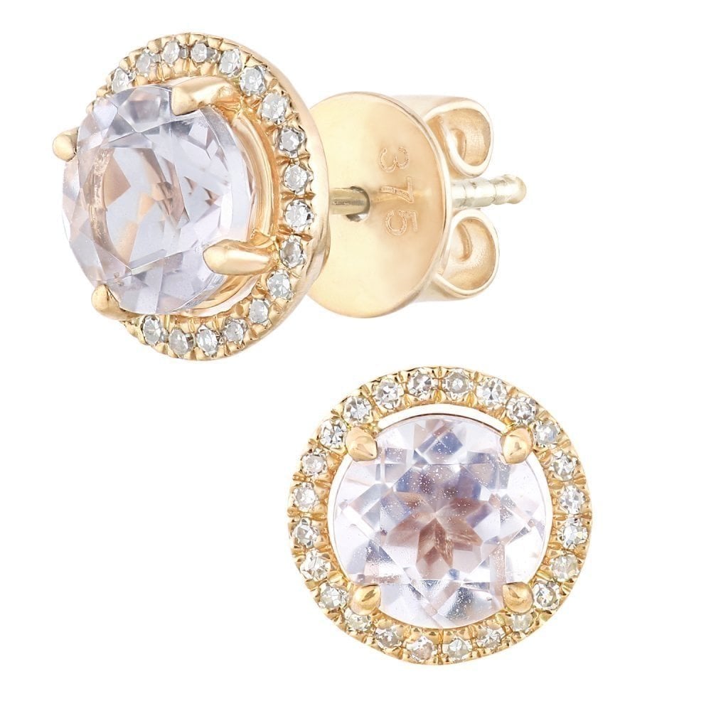 Amethyst Halo Stud Earrings 9ct Rose Gold | Prime Jewellery