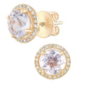 Amethyst Halo Stud Earrings 9ct Rose Gold | Prime Jewellery