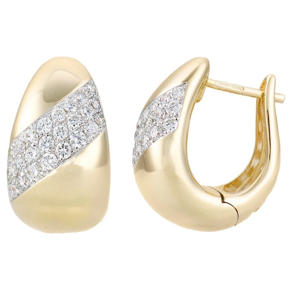 9ct Gold 0.50 Carat Natural Diamond Luxe Dome Huggie Hoops I1 H-I