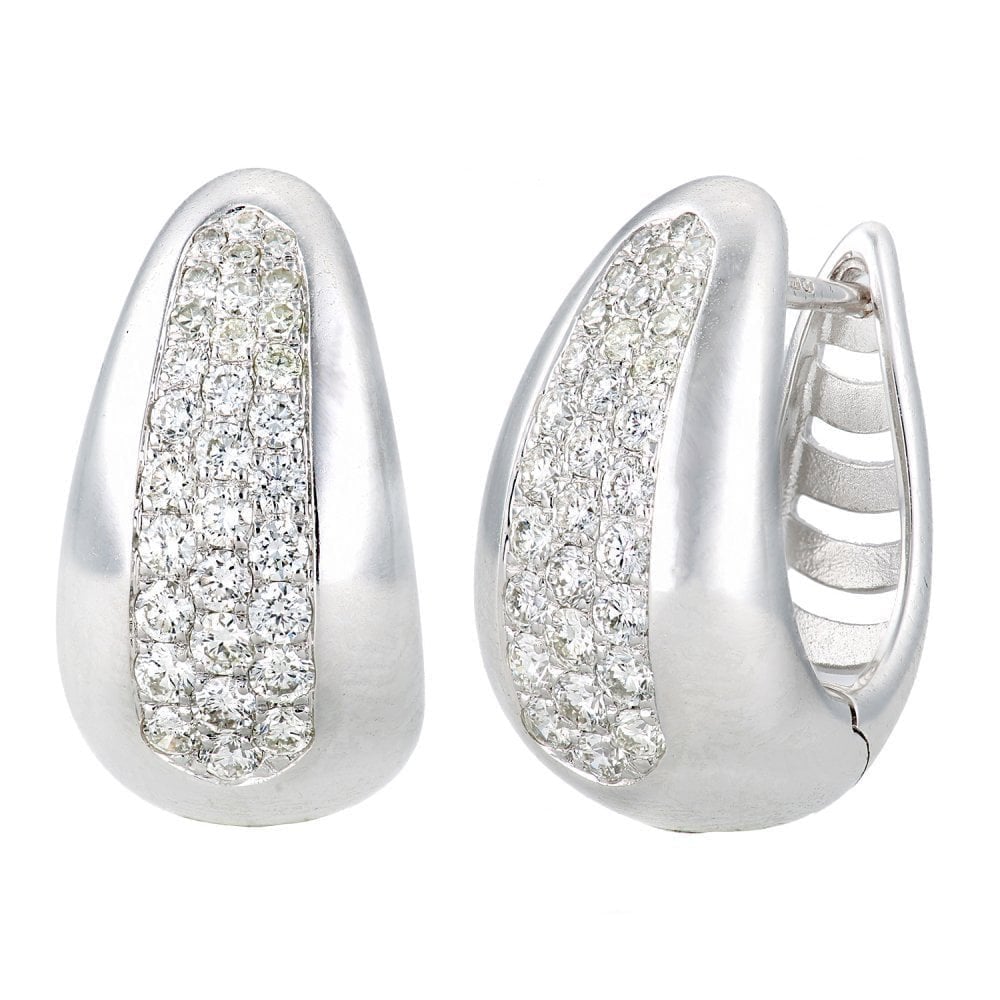 9ct White Gold 0.50ct Natural Diamond Luve Dome Hoops
