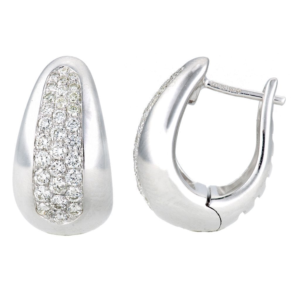 9ct White Gold 0.50ct Natural Diamond Luve Dome Hoops