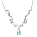 9ct White Gold Sky Blue Topaz and Diamond Flames Necklace Size 18 Inch