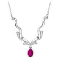 9ct White Gold Oval Ruby and 0.05ct Diamond Necklace