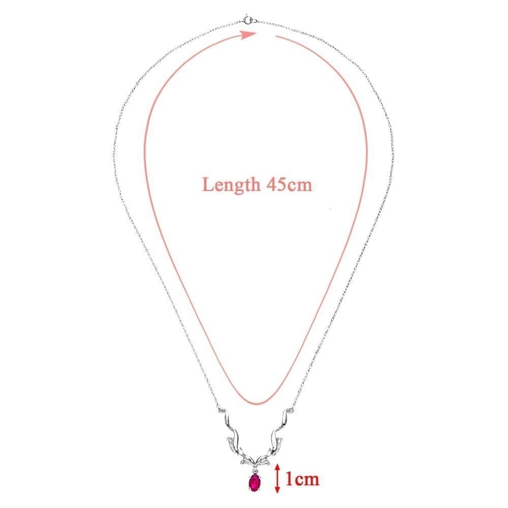9ct White Gold Oval Ruby and 0.05ct Diamond Necklace