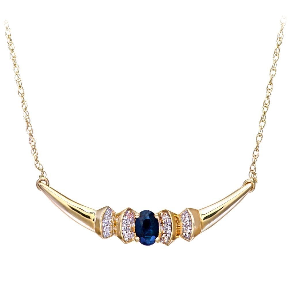 Blue Sapphire Necklace 9ct Yellow Gold | Prime Jewellery