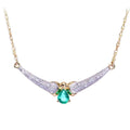 9ct Yellow Gold 0.25ct Oval Emerald & Diamond Teardrop Necklace