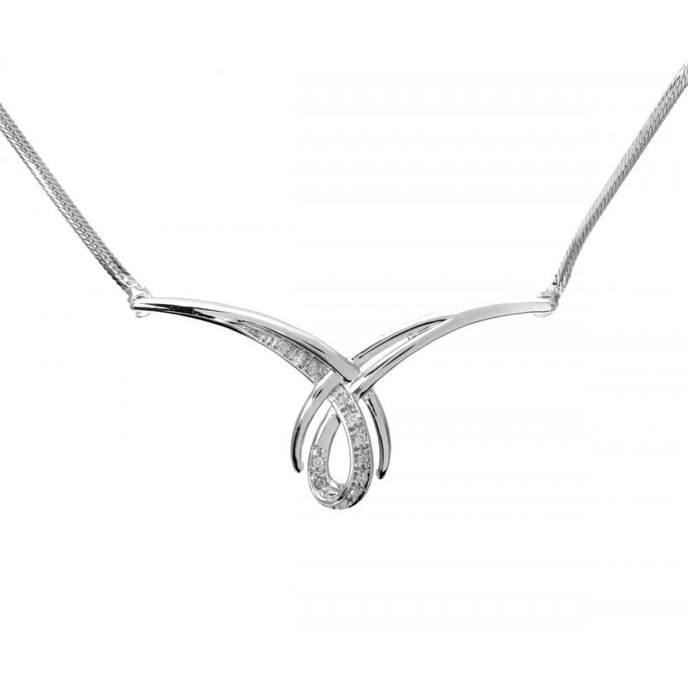 Diamond Knot Necklace 9ct White Gold | Prime Jewellery