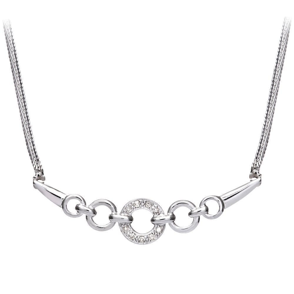 9ct White Gold Natural Diamond Circle Eternity Station Necklace