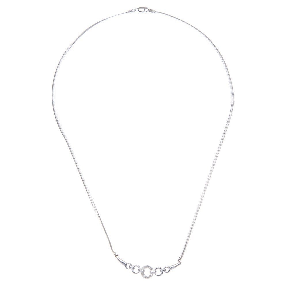 9ct White Gold Natural Diamond Circle Eternity Station Necklace