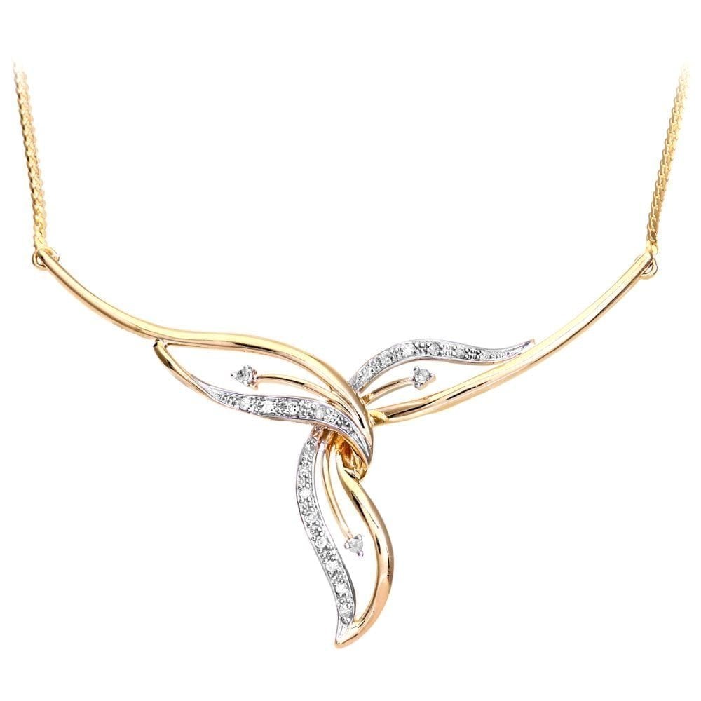 9ct Gold Natural Diamond Lily Necklace