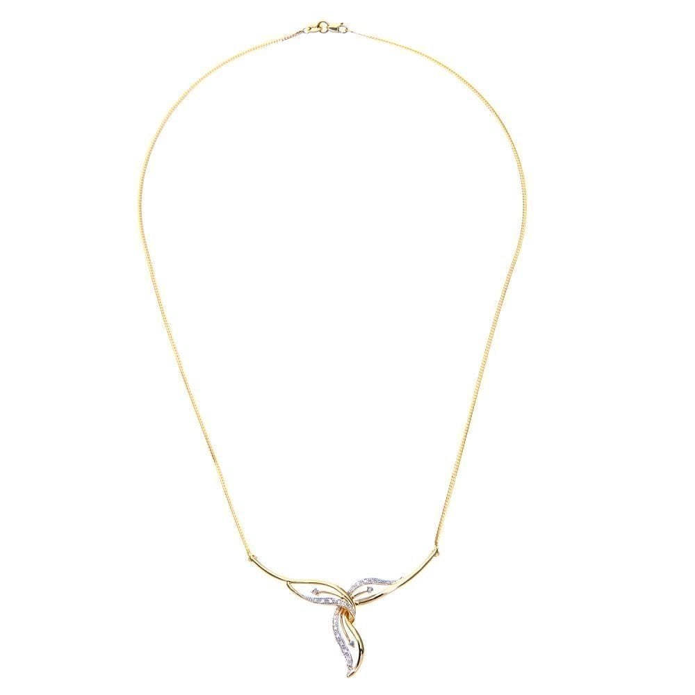 9ct Gold Natural Diamond Lily Necklace