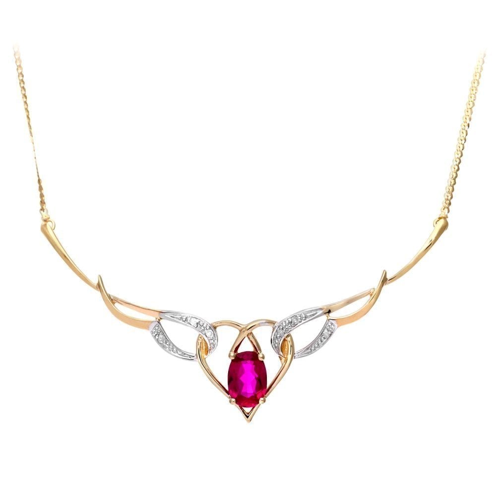 Ruby Heart Necklace 9ct Yellow Gold | Prime Jewellery