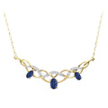 9ct Yellow Gold 1.20ct Oval Natural Blue Sapphire & Diamond Trilogy Necklace