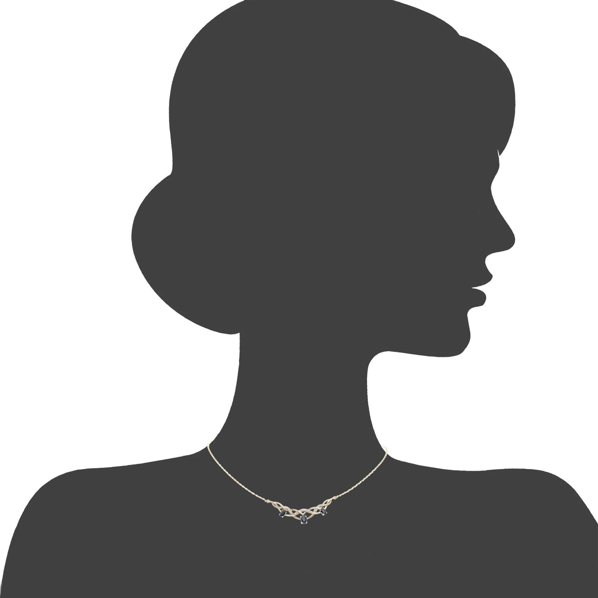 1.195 Ct Oval Natural Blue Sapphire and Diamond Trilogy Necklace in 9ct Yellow Gold Size 16.5 Inches