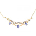9ct Yellow Gold Oval Tanzanite and 0.02ct Diamond Necklace