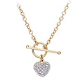 9ct Gold 0.15 Carat Natural Diamond Heart Toggle Lock Necklace
