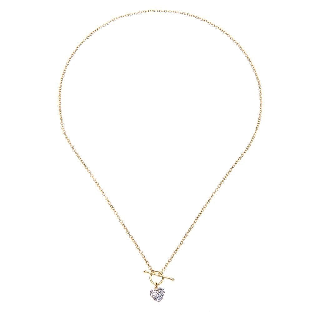 9ct Gold 0.15 Carat Natural Diamond Heart Toggle Lock Necklace