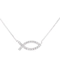 9ct White Gold 0.15 Carat Natural Diamond Fish Necklace