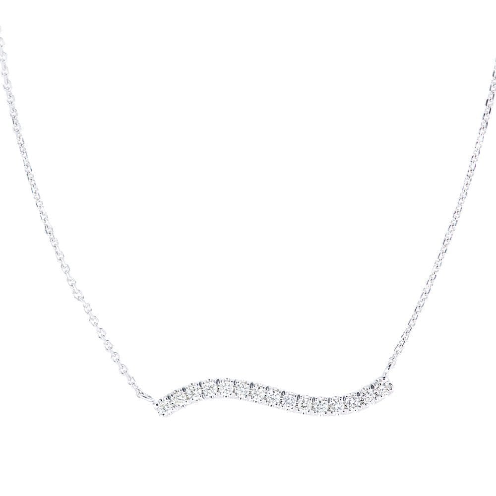 9ct White Gold 0.10 Carat Natural Diamond Flow Necklace