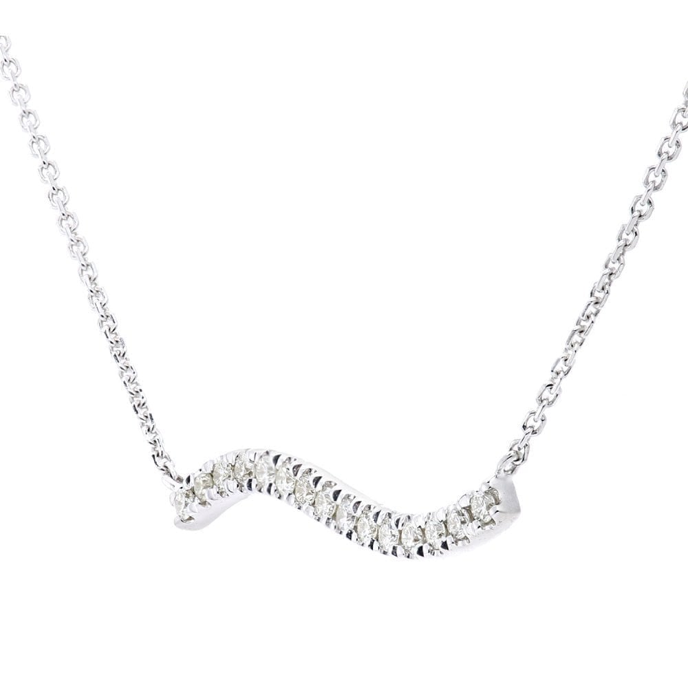 9ct White Gold 0.10 Carat Natural Diamond Flow Necklace