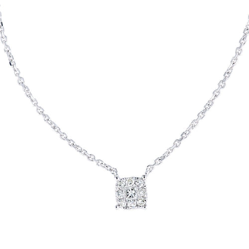Diamond Halo Necklace 9ct White Gold | Prime Jewellery