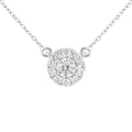 9ct White Gold 0.28 Carat Natural Diamond Round Halo Necklace
