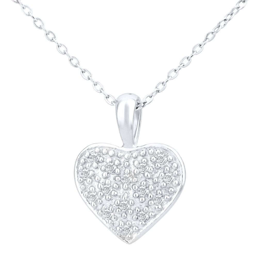 9ct White Gold Natural Diamond Heart Necklace