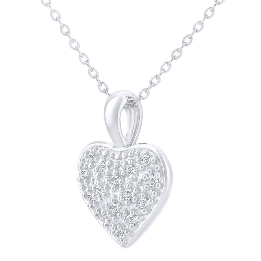 9ct White Gold Natural Diamond Heart Necklace