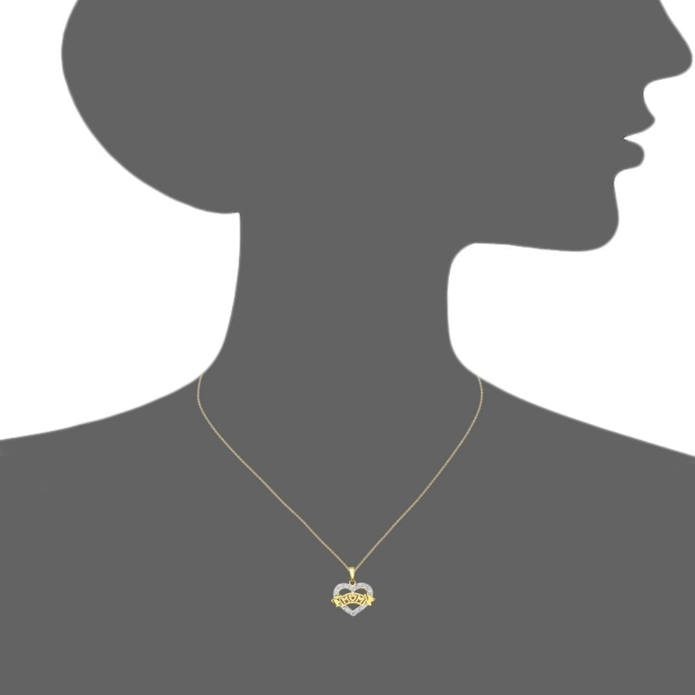 9ct Gold Natural Diamond Heart Mum Necklace