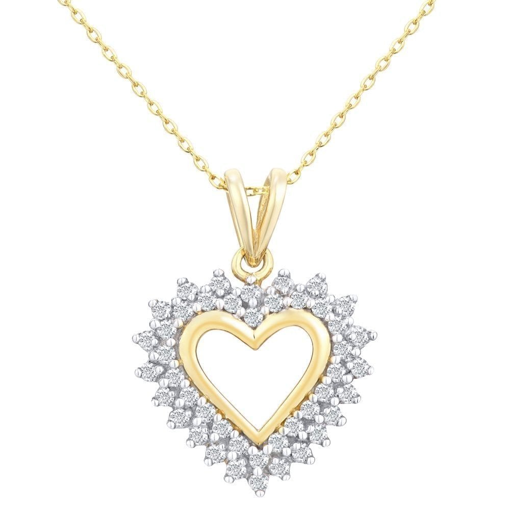 9ct Gold 0.33 Carat Natural Diamond Heart Necklace