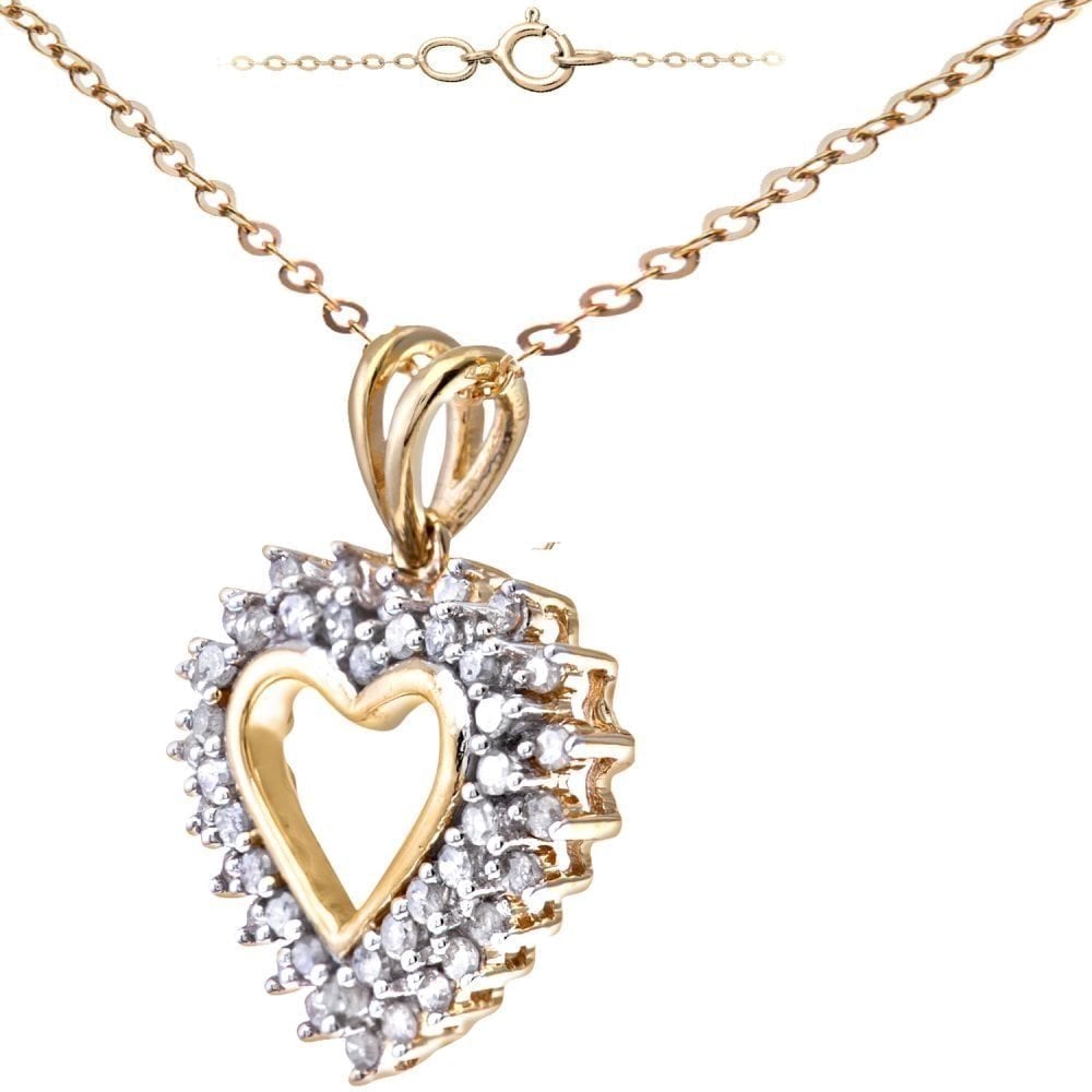 9ct Gold 0.33 Carat Natural Diamond Heart Necklace