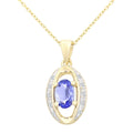 9ct Yellow Gold Oval Tanzanite and 0.05ct Diamond Pendant Necklace