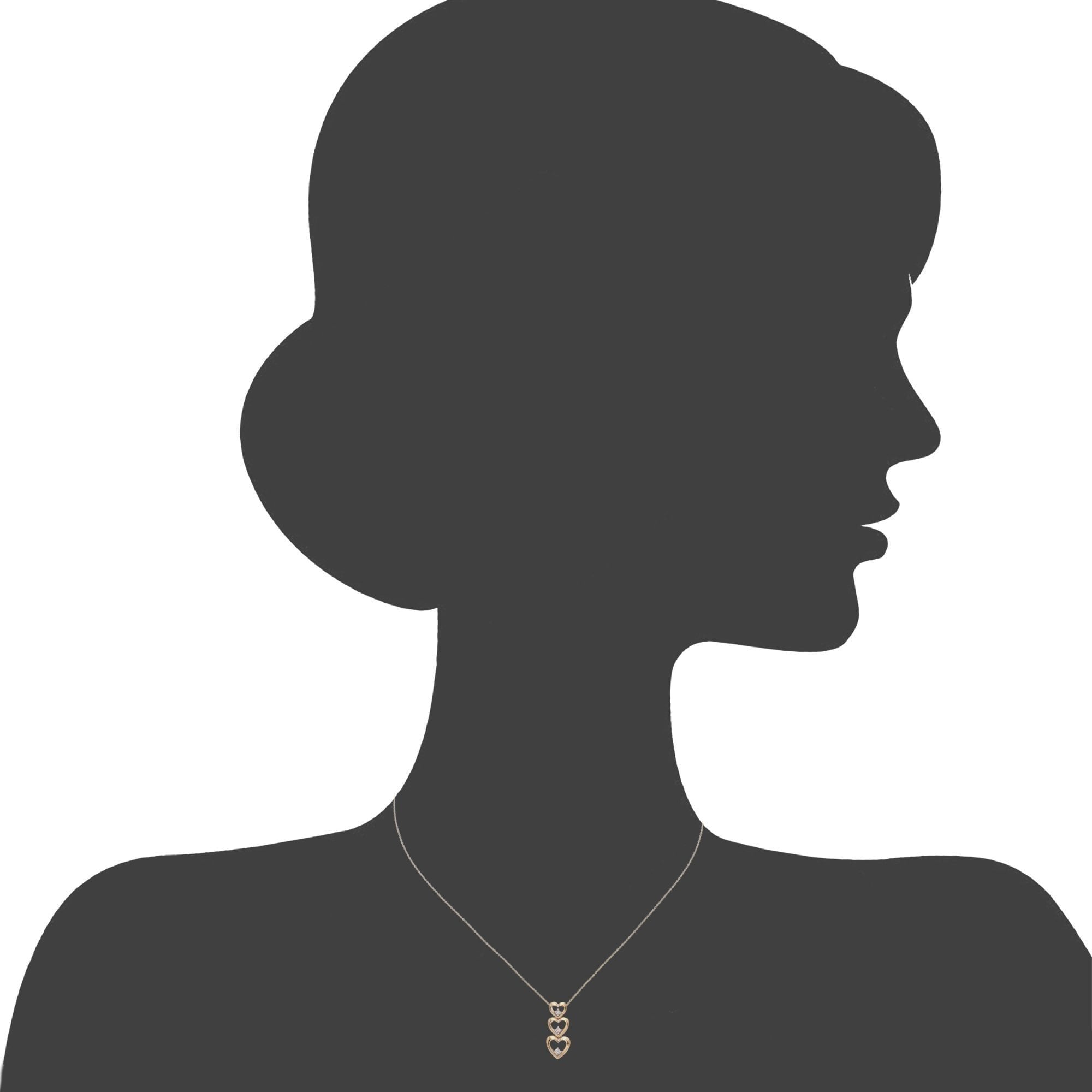 9ct Gold Natural Diamond Three Hearts Necklace