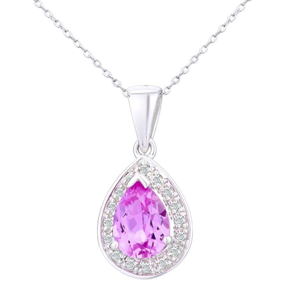 Pink Sapphire Necklace 9ct White Gold | Prime Jewellery