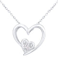 9ct White Gold Natural Diamond Two Hearts Necklace | Prime Jewellery