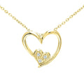 9ct Gold Natural Diamond Two Hearts Necklace