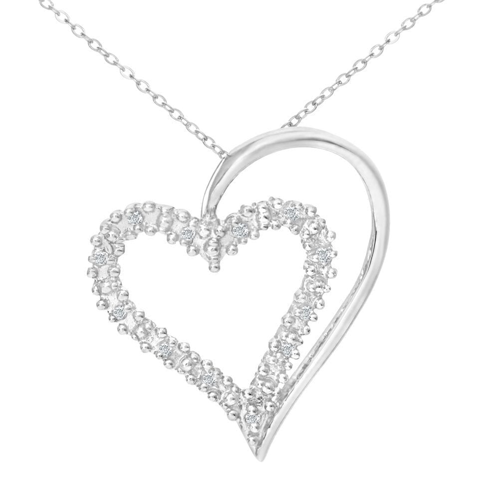 Diamond Heart Necklace 9ct White Gold | Prime Jewellery