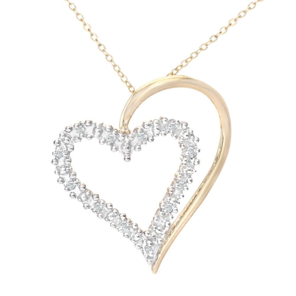 9ct Gold Natural Diamond Heart Necklace