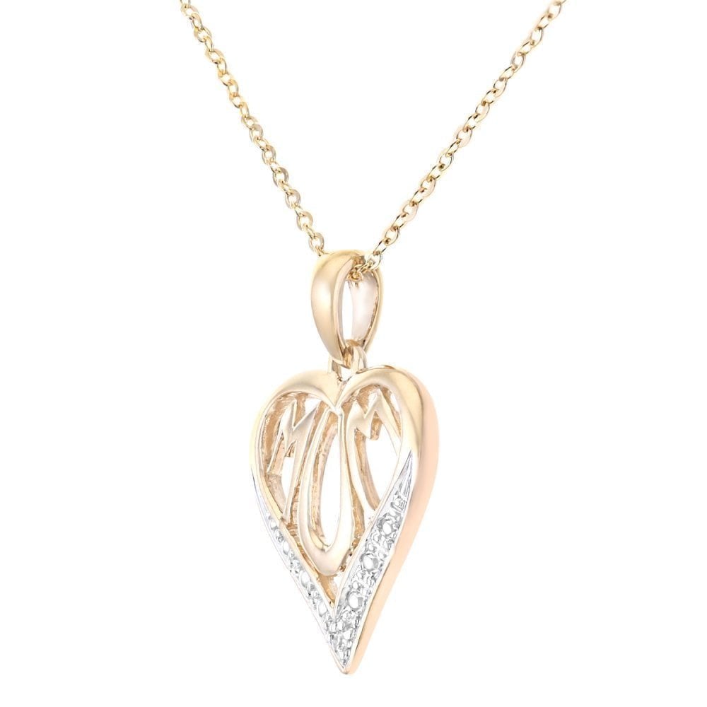 9ct Gold Natural Diamond Mum Heart Necklace