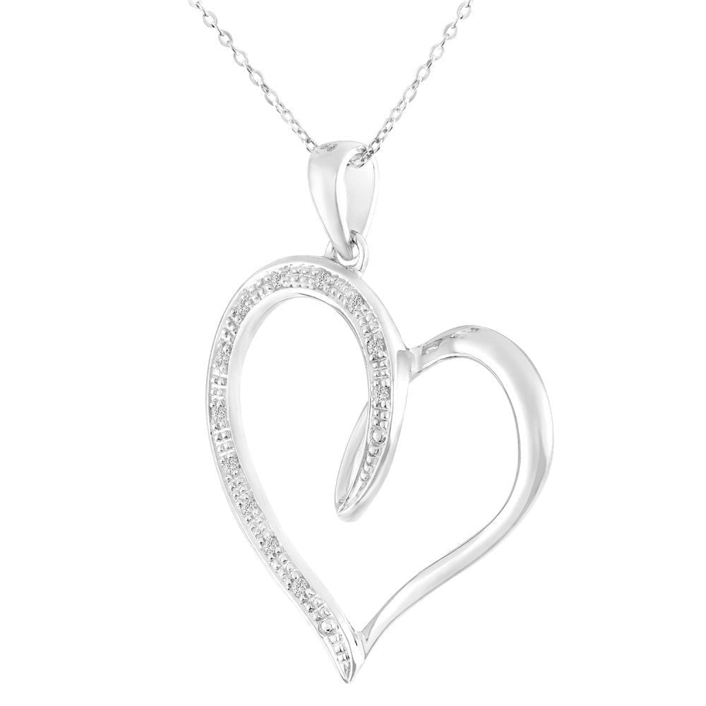 9ct White Gold Natural Diamond Heart Necklace