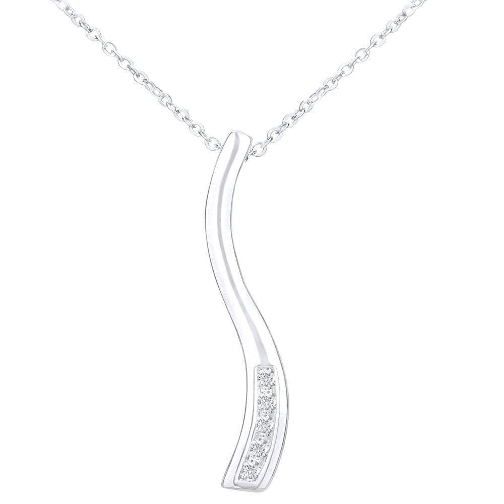 9ct White Gold Natural Diamond Flow Necklace