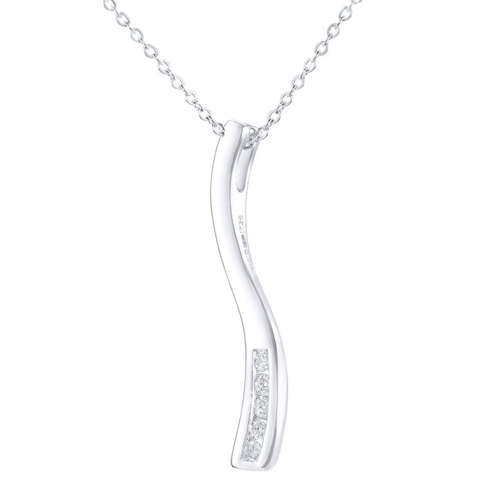 9ct White Gold Natural Diamond Flow Necklace