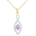 9ct Yellow Gold Amethyst and 0.02ct Diamond Teardrop Pendant Necklace