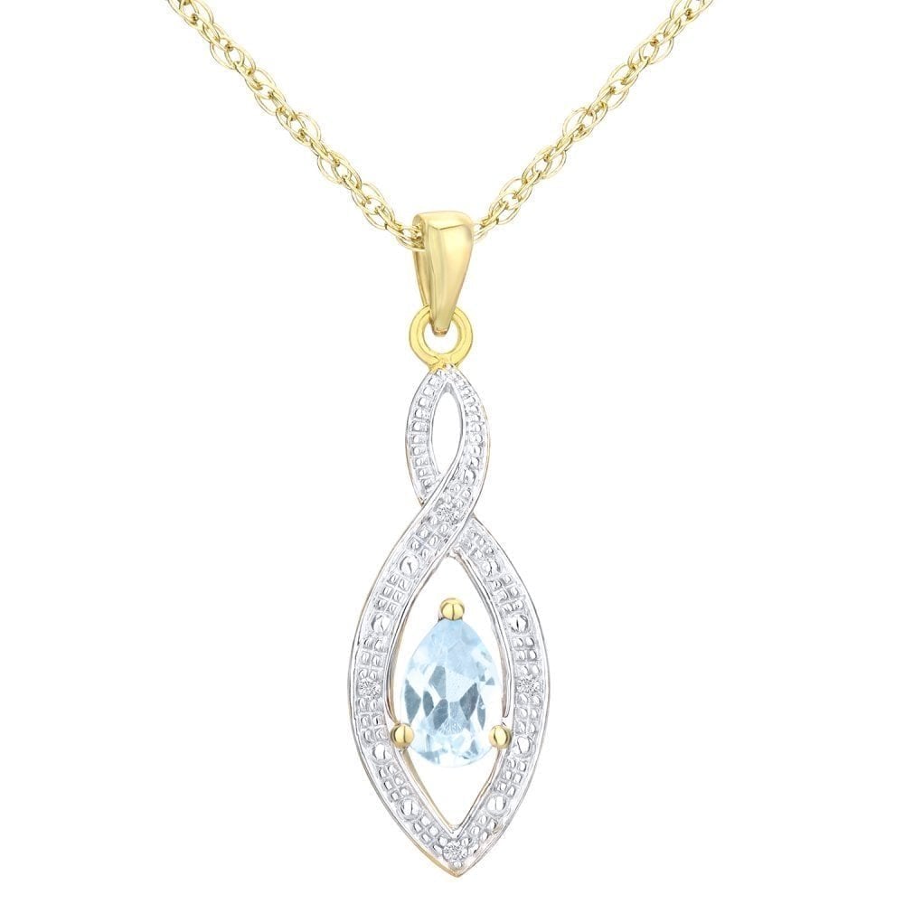 Sky Blue Topaz Necklace 9ct Yellow Gold | Prime Jewellery